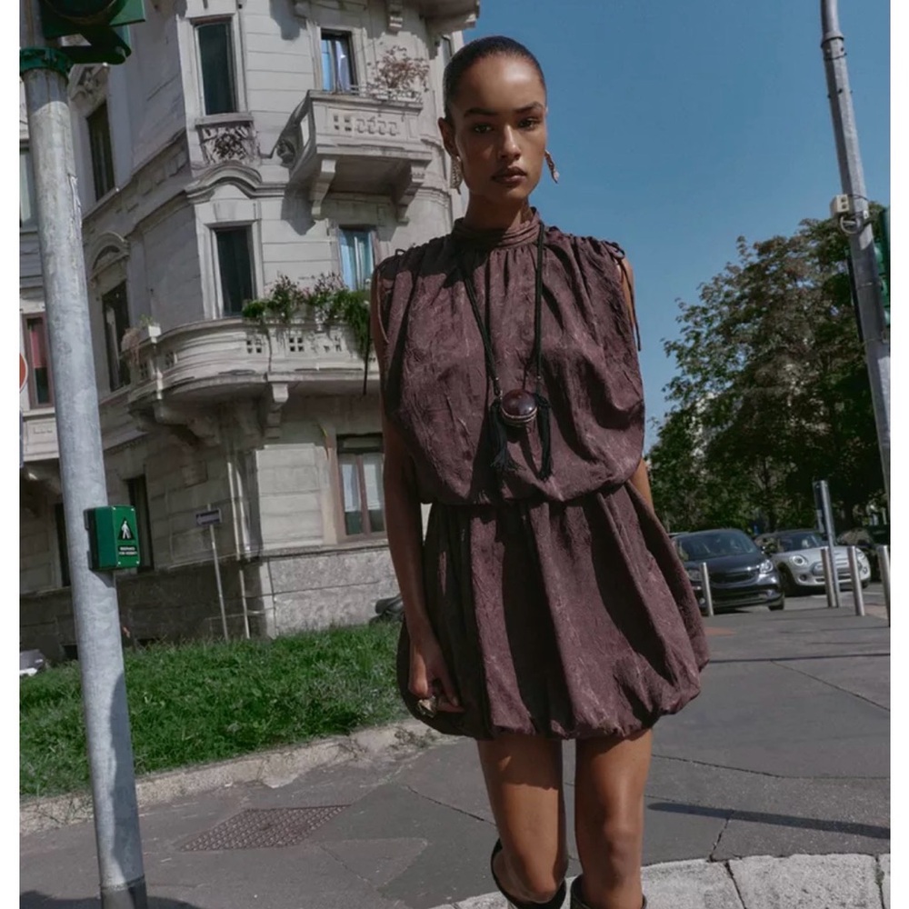 JACQUARD VOLUMINOUS MINI DRESS